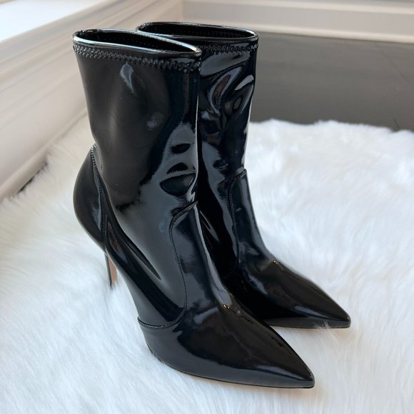 Gianvito Rossi Women's Black Imogen Bootie 105 Vinyl Size 38.5 - Picture 7 of 12